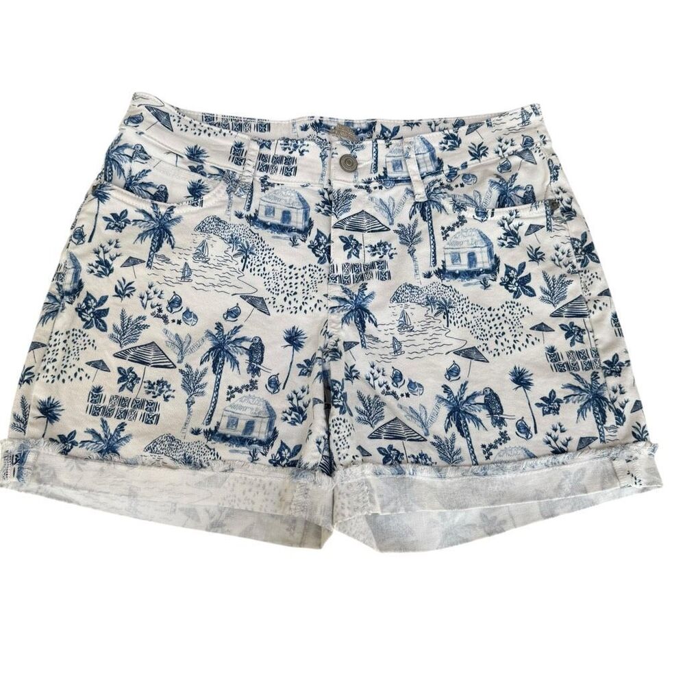 Tommy Bahama Denim White Blue Printed Jean Shorts Size 27 Tropical Sailing Jorts
